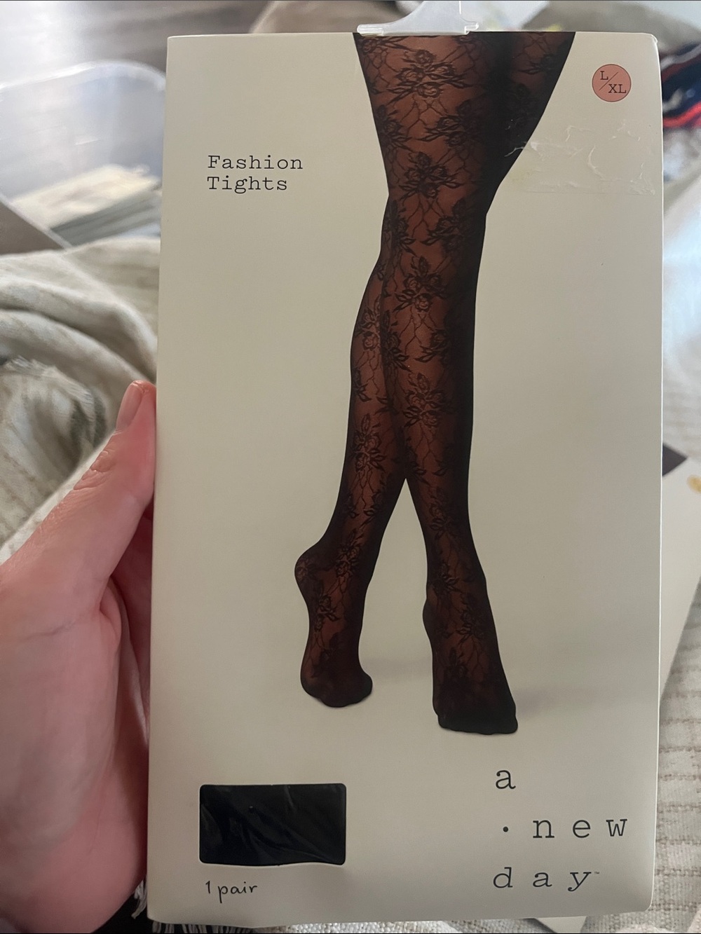 a new day Black Floral Lace Fashion Tights